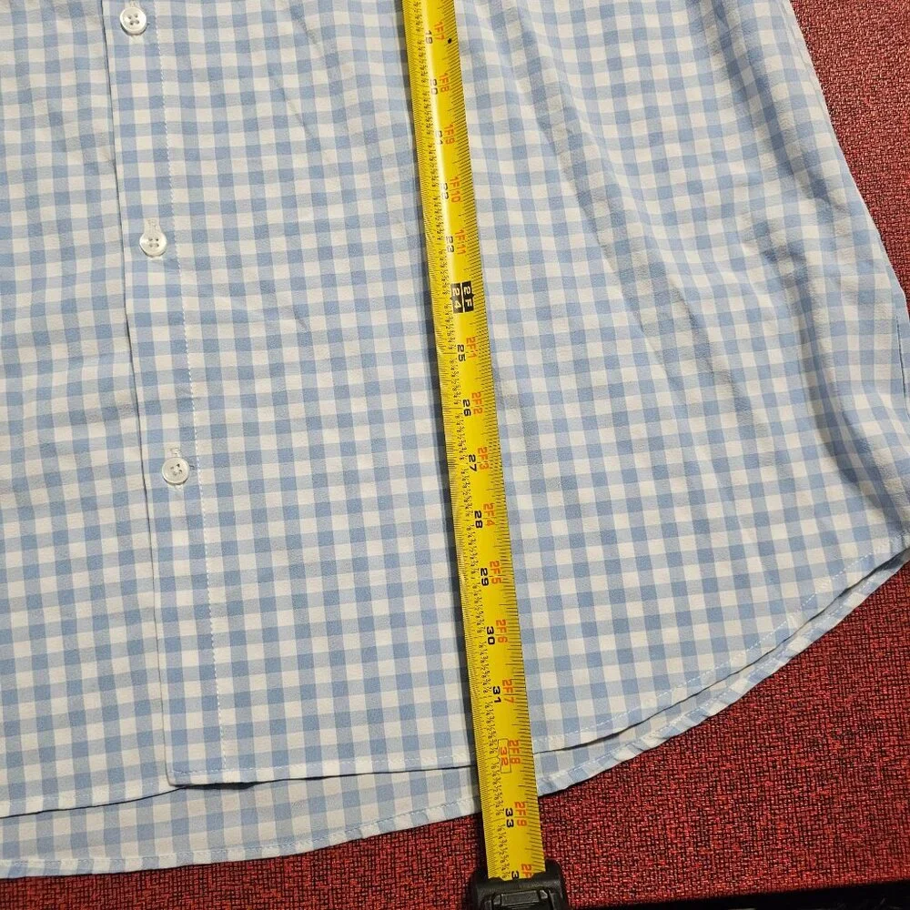 Mizzen + Main Leeward Button Up Shirt XXL Blue White Gingham Check Office Pastel